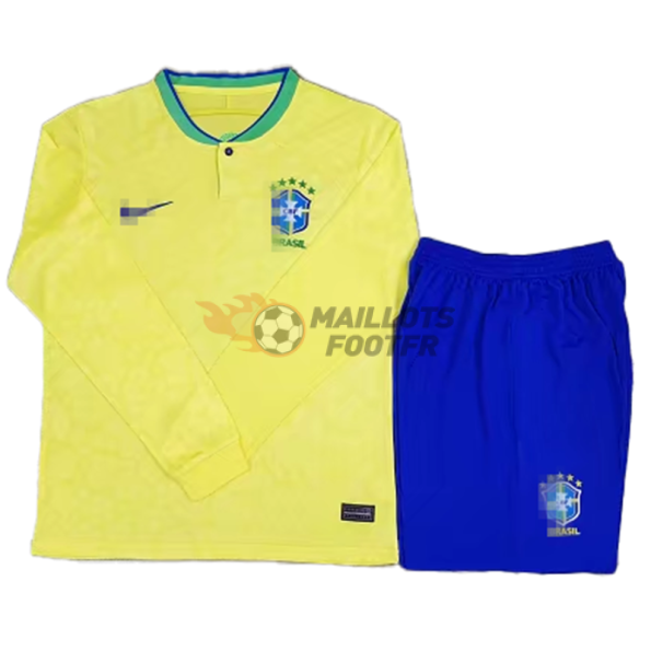 Maillot Kit Brésil 2022 Coupe Du Monde Domicile Manches Longues